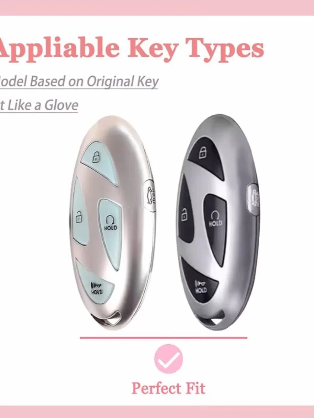 5 Button HYUNDAI KEY FOB COVER Pink/Gold